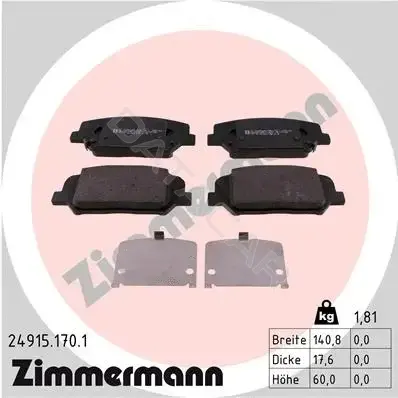 Тормозные колодки ZIMMERMANN 24915.170.1