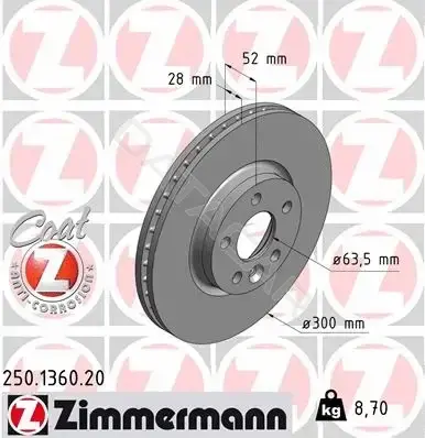 Тормозные диски ZIMMERMANN 250.1360.20