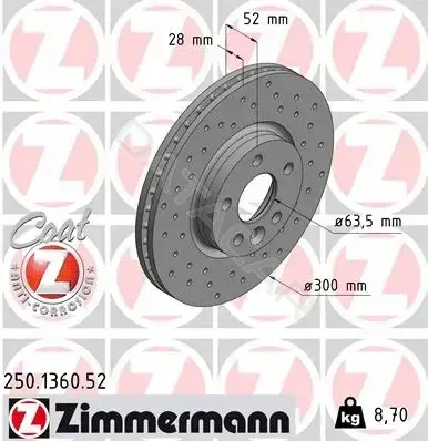 Тормозные диски ZIMMERMANN 250.1360.52