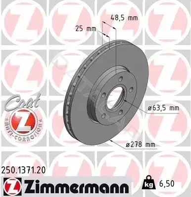 Тормозные диски ZIMMERMANN 250.1371.20
