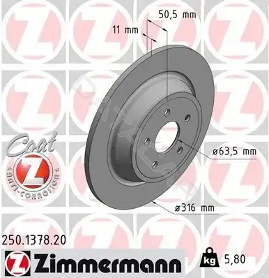 Тормозные диски ZIMMERMANN 250.1378.20