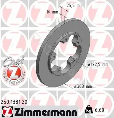 Тормозные диски ZIMMERMANN 250.1381.20
