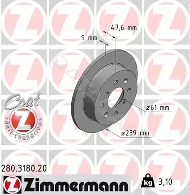 Тормозные диски ZIMMERMANN 280.3180.20