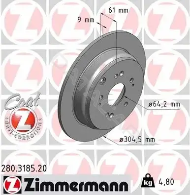Тормозные диски ZIMMERMANN 280.3185.20