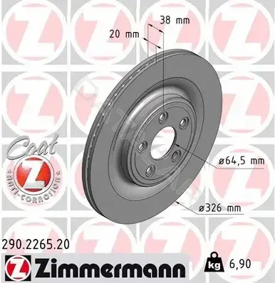 Тормозные диски ZIMMERMANN 290.2265.20