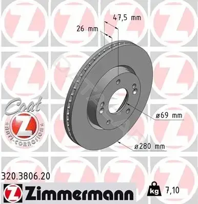 Тормозные диски ZIMMERMANN 320.3806.20