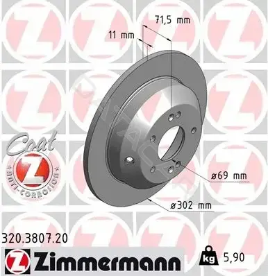 Тормозные диски ZIMMERMANN 320.3807.20
