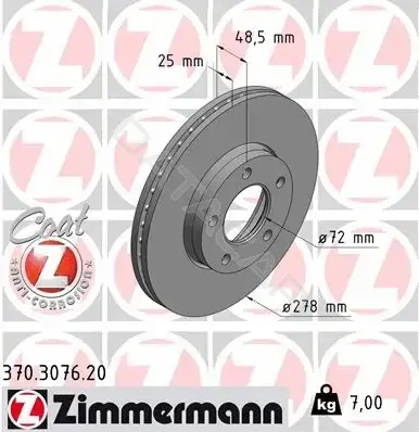 Тормозные диски ZIMMERMANN 370.3076.20