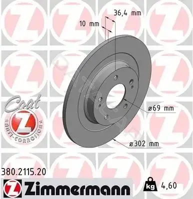 Тормозные диски ZIMMERMANN 380.2115.20