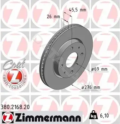 Тормозные диски ZIMMERMANN 380.2168.20
