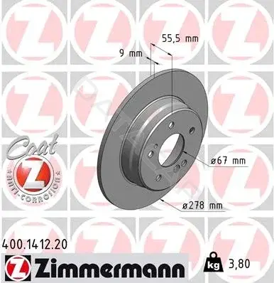 Тормозные диски ZIMMERMANN 400.1412.20