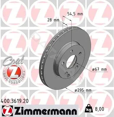 Тормозные диски ZIMMERMANN 400.3619.20