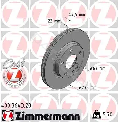 Тормозные диски ZIMMERMANN 400.3643.20
