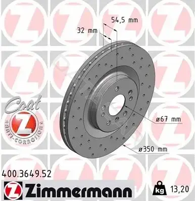 Тормозные диски ZIMMERMANN 400.3649.52