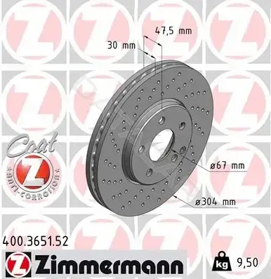 Тормозные диски ZIMMERMANN 400.3651.52