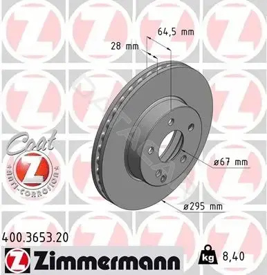 Тормозные диски ZIMMERMANN 400.3653.20