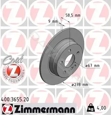 Тормозные диски ZIMMERMANN 400.3655.20