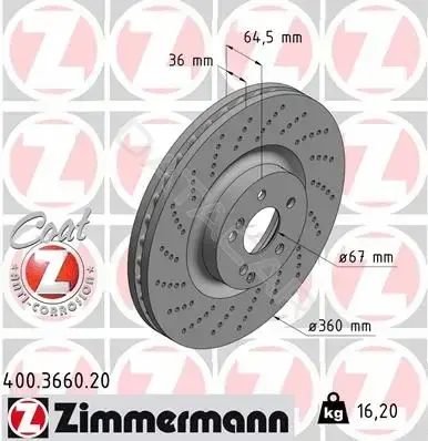 Тормозные диски ZIMMERMANN 400.3660.20