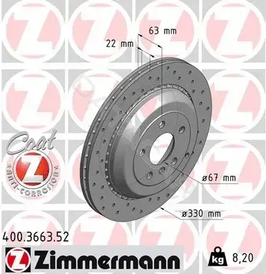 Тормозные диски ZIMMERMANN 400.3663.52