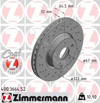 Тормозные диски ZIMMERMANN 400.3664.52