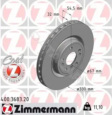 Тормозные диски ZIMMERMANN 400.3683.20