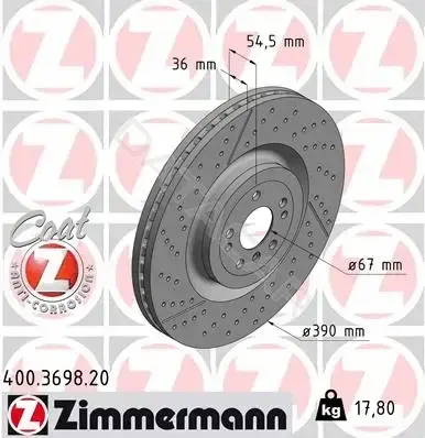 Тормозные диски ZIMMERMANN 400.3698.20