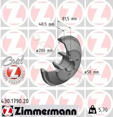 Тормозной барабан ZIMMERMANN 430.1790.20