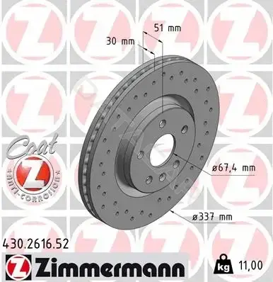Тормозные диски ZIMMERMANN 430.2616.52