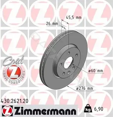 Тормозные диски ZIMMERMANN 430.2621.20