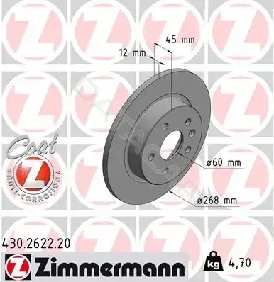 Тормозные диски ZIMMERMANN 430.2622.20