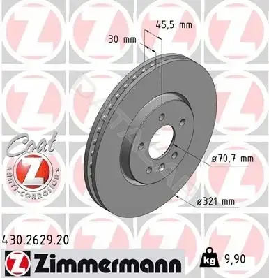 Тормозные диски ZIMMERMANN 430.2629.20