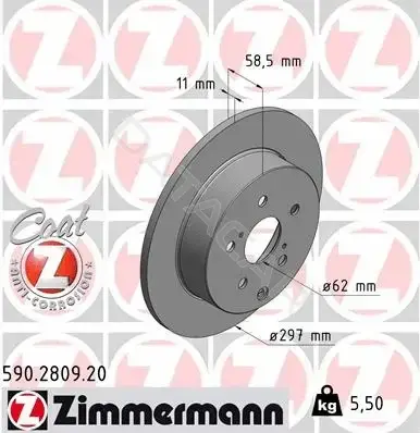 Тормозные диски ZIMMERMANN 590.2809.20