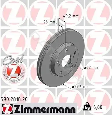 Тормозные диски ZIMMERMANN 590.2818.20