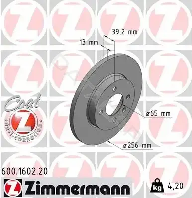 Тормозные диски ZIMMERMANN 600.1602.20
