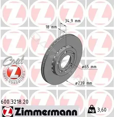 Тормозные диски ZIMMERMANN 600.3218.20