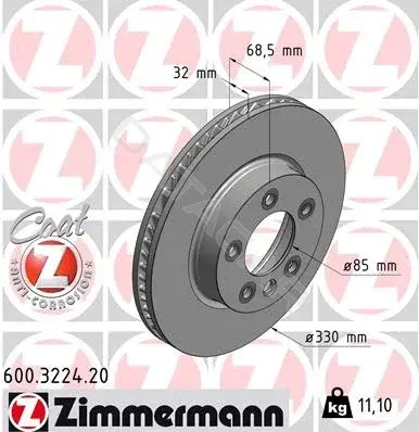 Тормозные диски ZIMMERMANN 600.3224.20