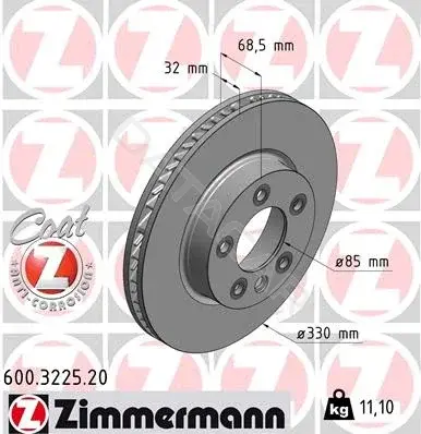 Тормозные диски ZIMMERMANN 600.3225.20