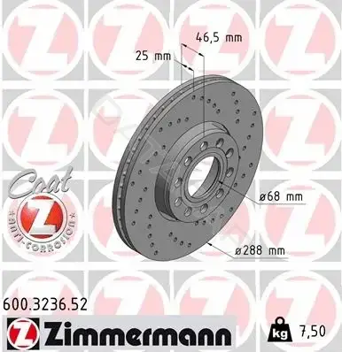 Тормозные диски ZIMMERMANN 600.3236.52