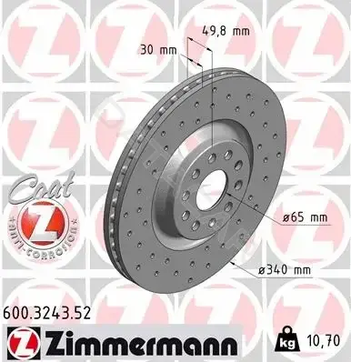 Тормозные диски ZIMMERMANN 600.3243.52