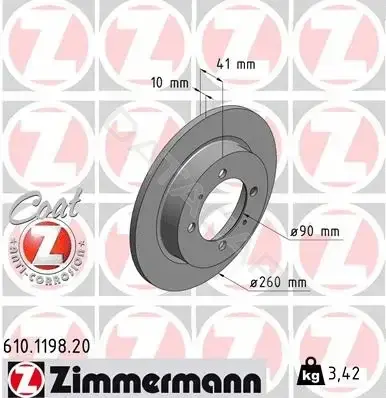 Тормозные диски ZIMMERMANN 610.1198.20