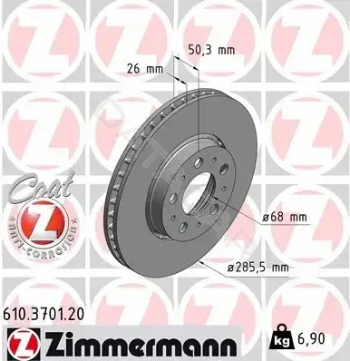 Тормозные диски ZIMMERMANN 610.3701.20