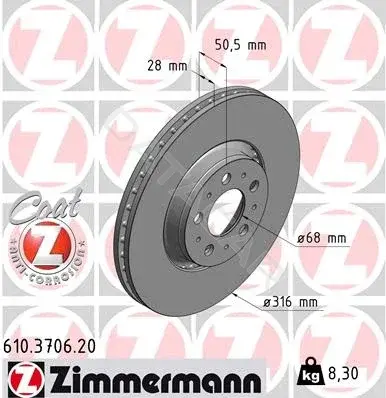 Тормозные диски ZIMMERMANN 610.3706.20