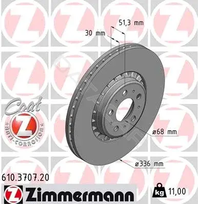 Тормозные диски ZIMMERMANN 610.3707.20