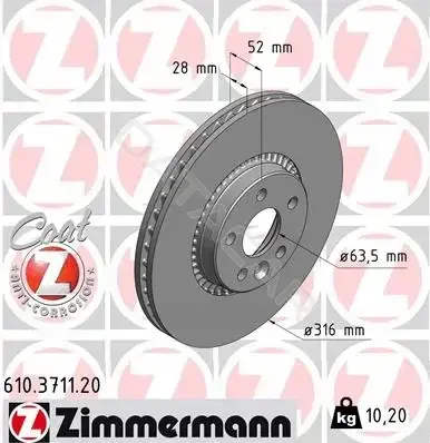 Тормозные диски ZIMMERMANN 610.3711.20