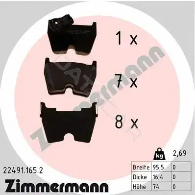 Тормозные колодки ZIMMERMANN 22491.165.2