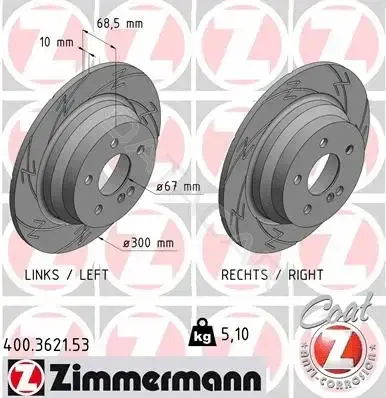 Тормозные диски ZIMMERMANN 400.3621.53