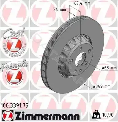 Тормозные диски ZIMMERMANN 100.3391.75