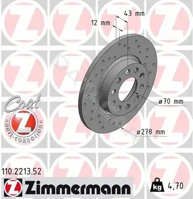 Тормозные диски ZIMMERMANN 110.2213.52