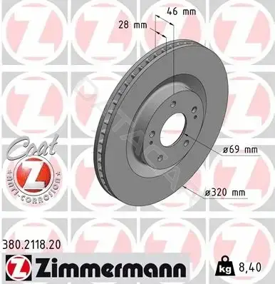 Тормозные диски ZIMMERMANN 380.2118.20