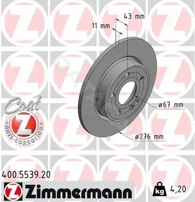 Тормозные диски ZIMMERMANN 400.5539.20